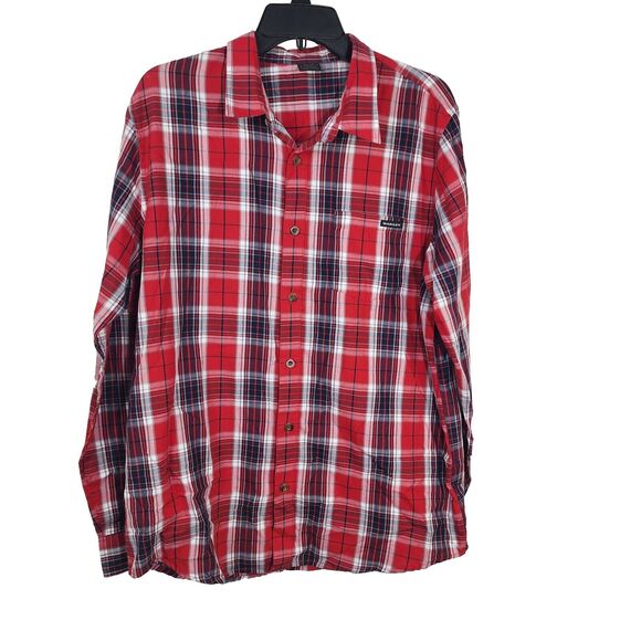 Oakley Mens Shirt Size Large Red Plaid Button Up Long Sleeve Chase Woven Casual - Picture 1 of 12